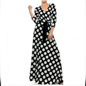 Women's Maxi Dress Belted with 3/4 in. Sleeves